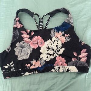 Floral Sports Bra with Strappy Back - Old Navy Active Go Dry